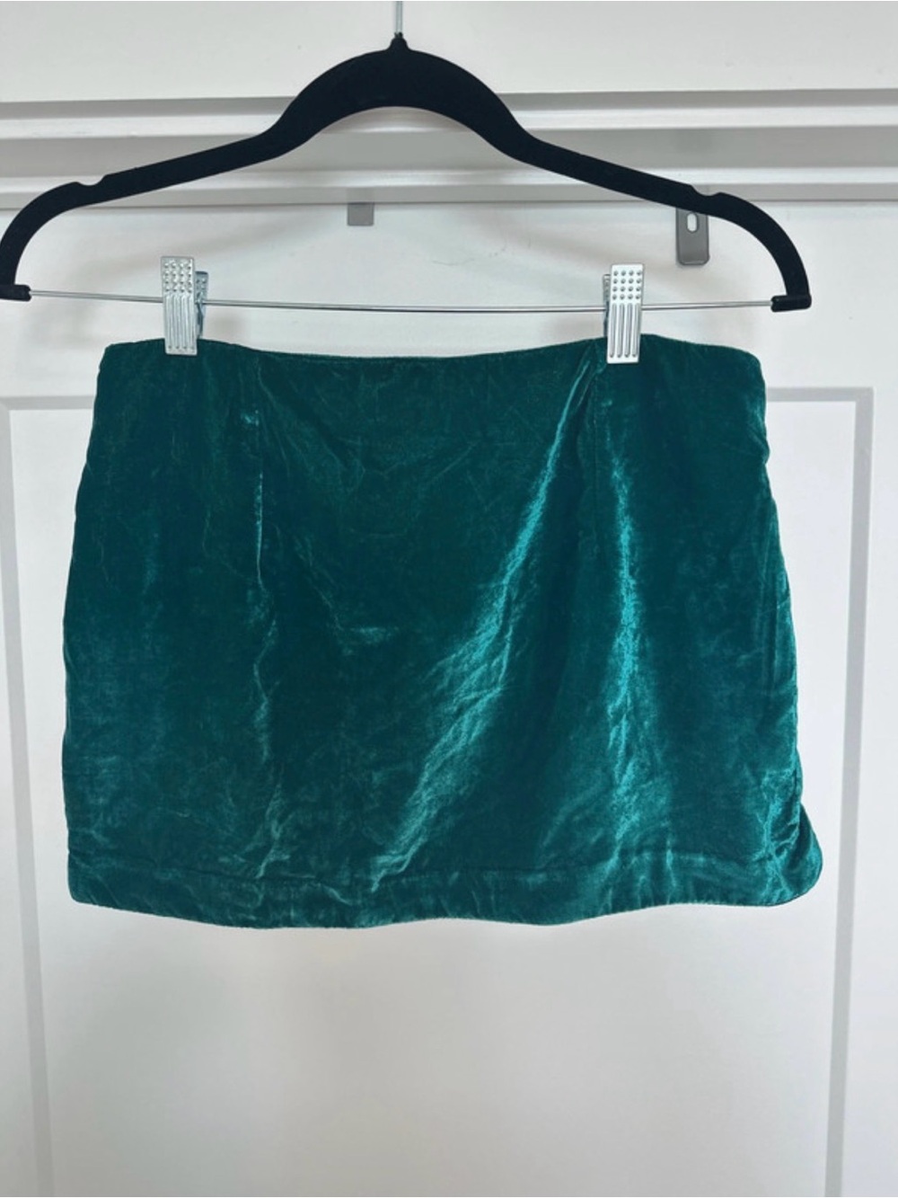 Free People Teal Velvet Mini Skirt - Picture 4 of 5